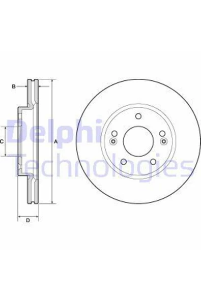 DELPHİ Fren Dıskı Ön Havalı 280 5 Karbon Kaplamalı I30 11-