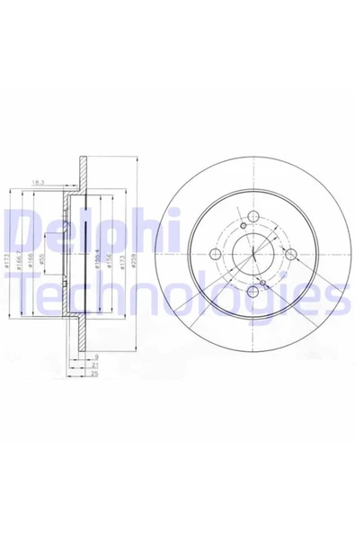 DELPHİ FREN DISKI ARKA DUZ-(259-4)-(TOYOTA  YARIS 06/11 1.0 )