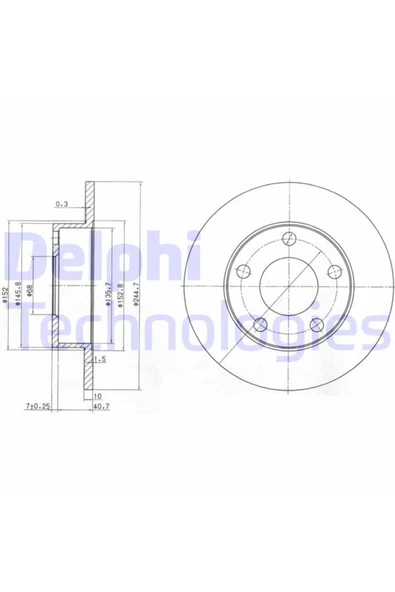 DELPHİ ARKA FREN DISKI-245×10 5×112 (VW PASSAT 00-05  AUDI A4 95-01)