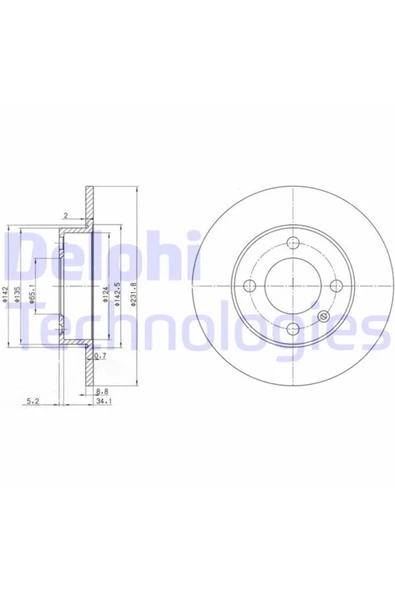 DELPHİ ARKA FREN DISKI-232×9 4×100 (VW POLO 00-02)