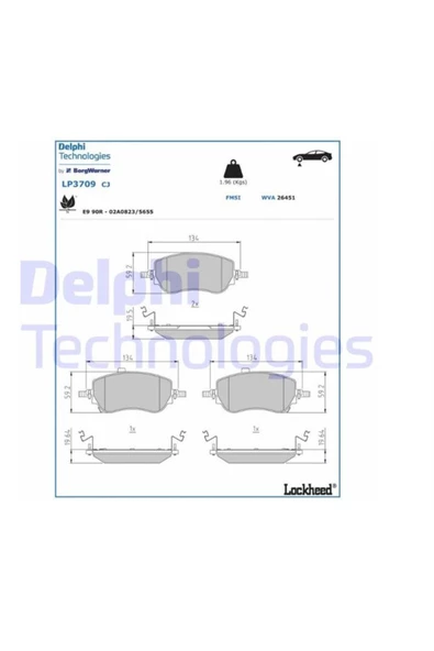 DELPHİ Fren Balatası On- Fıat Egea Station Wagon 356 1.3 D 356wxh1a 2020- Lp3709 Oem