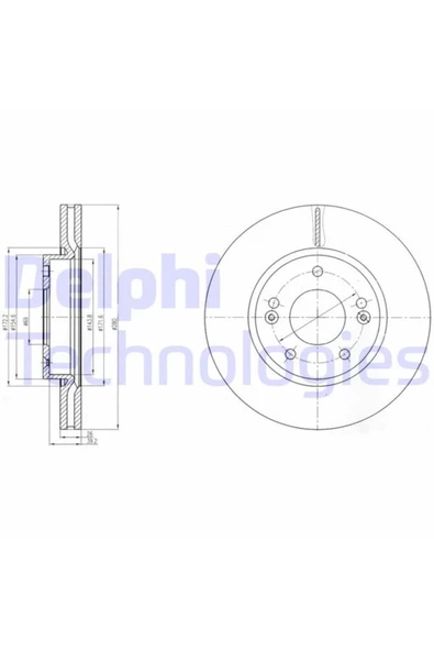DELPHİ FREN DISKI ON HAVALI-(280-5)-(HYUNDAI  I30 08/11/IX20 11/12/KIA  CERATO 11/14/CEED 06/11