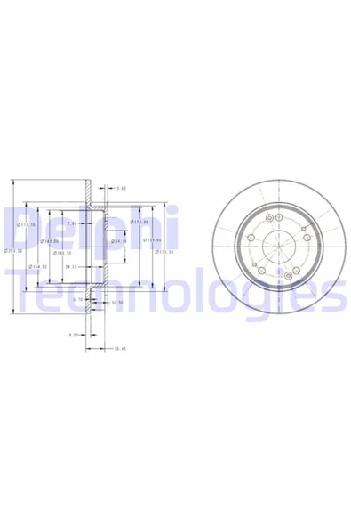 DELPHİ FREN DISKI ARKA DUZ (260-5)-(HONDA  CIVIC 2007/2011  HB-SEDAN /CIVIC 2012/2013  SEDAN   )