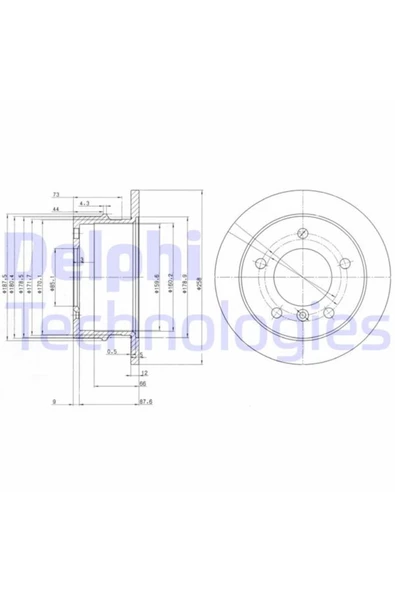 DELPHİ ARKA FREN DISKI-258×12 5×130 (VW LT 97-07  MERCEDES SPRINTER 95-06)