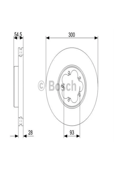 Bosch Fren Dıskı Ön Transıt V184 06- Transıt V347 06- Arkadan Çekıslı 300x28 5 Delık Havalı