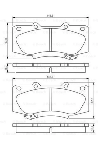 Bosch BALATA FREN ON-(TOYOTA: HILUX-VIGO "4x2" 12> ) ürün görseli 1