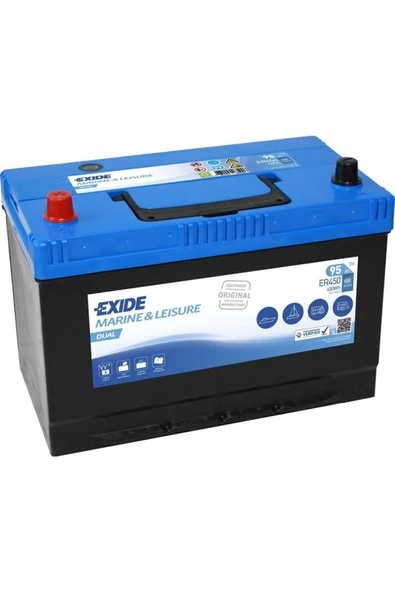 EXIDE Akü EXIDE MARİN 95Ah 650CCA D31 DUAL FLOODED Ters Korean B1 Tırnaklı (306x173x222) uyumlu