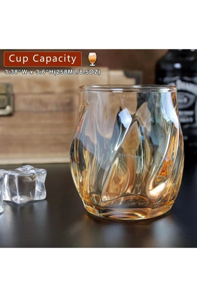 Yenigeldi 2 Adet Amber Rengi İskandinav Tarzı Bardak Viski Kokteyl Bardağı y17 - 3