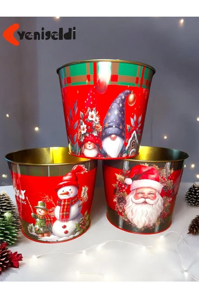 Yenigeldi (14X16X13 CM) 1 Adet Metal Yılbaşı Mısır Kovası, Buz Kovası