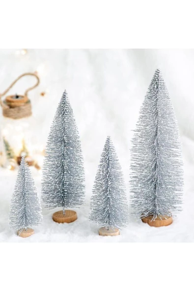 Yenigeldi 20cm T26 Simli Yılbaşı Masa Çam Ağacı, Simli Ağaç, Masa Dekorasyon, Süslü Minik Çam Ağacı(ORTA BOY) - 2