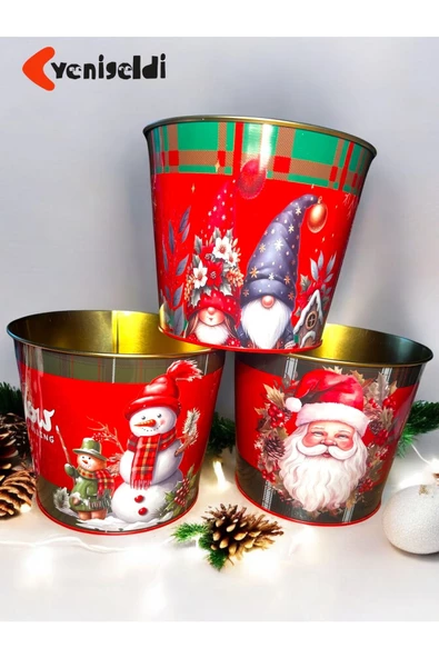 Yenigeldi (14X16X13 CM) 1 Adet Metal Yılbaşı Mısır Kovası, Buz Kovası - 2