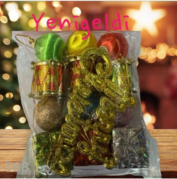 Yenigeldi 1 Paket Tepe Yıldızlı Karışık Yılbaşı Süsü Seti T68 - 2