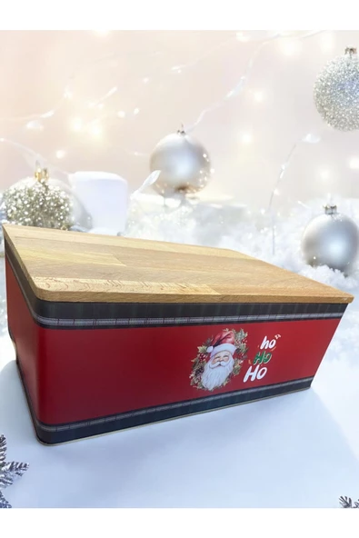 Yenigeldi 1 Adet Metal Yılbaşı Süsü Ahşap Kesme Tahtalı Ekmek Kutusu , Ölçüleri 30*20*11 Cm Çok Amaçlı Kutu - 3