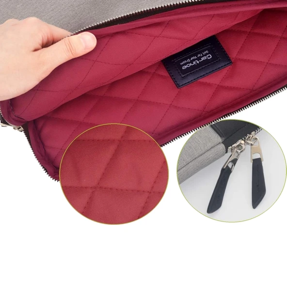 Laptop Çantası 13 İnç MacBook Air 13.6 ve Pro 14.2 Uyumlu Suya Dayanıklı Omuz Askılı Darbe Emici Neopren - Resim 4