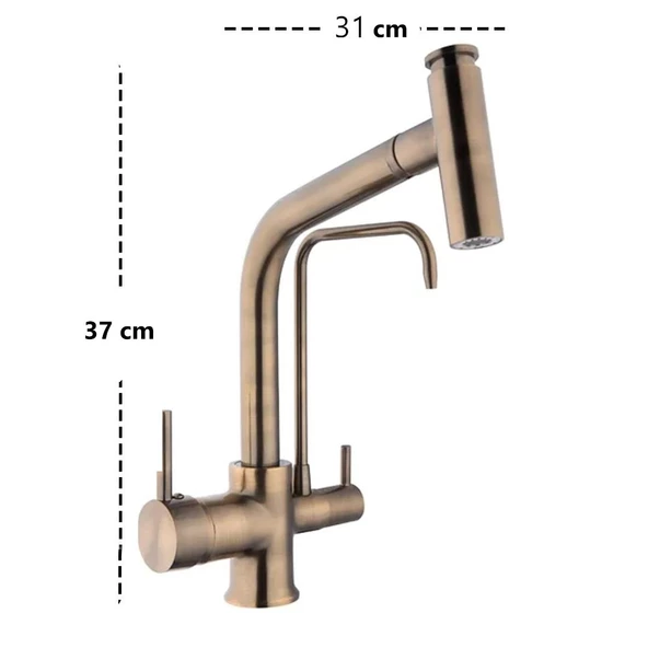 Venita Antik Spiralli Çift Fonksiyonlu Arıtmalı Mutfak Bataryası - Resim 3