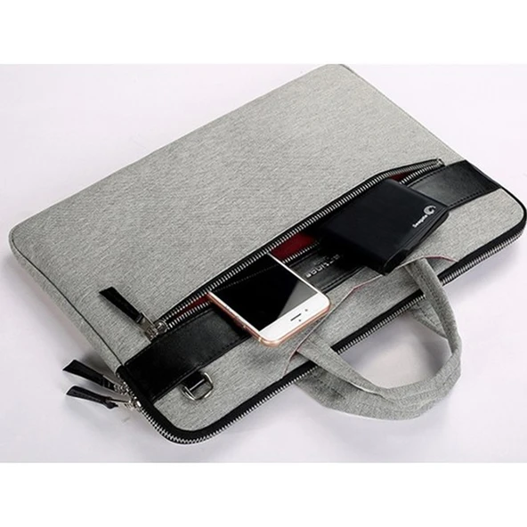 Laptop Çantası 13 İnç MacBook Air 13.6 ve Pro 14.2 Uyumlu Suya Dayanıklı Omuz Askılı Darbe Emici Neopren - Resim 3