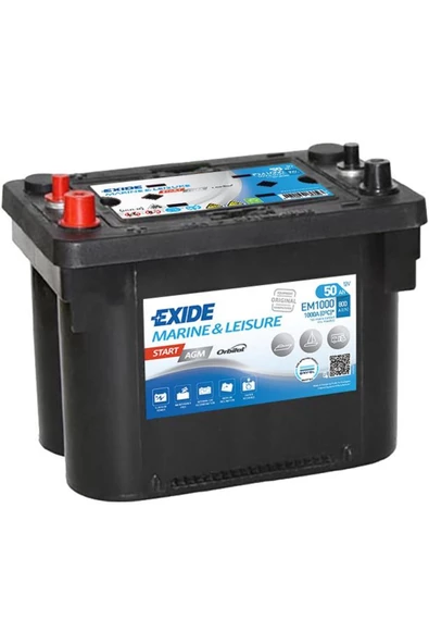 EXIDE Akü EXIDE MARİN 50Ah 800CCA G34 START AGM Ters B7 Tırnaksız (260x173x206)