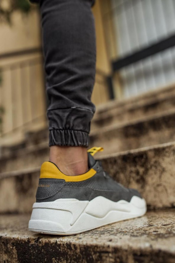 Diadof  Sneakers Ayakkabı 606 Gri Sarı - 2