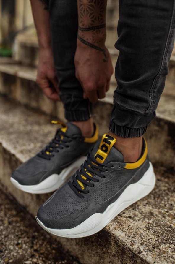 Diadof  Sneakers Ayakkabı 606 Gri Sarı - 4