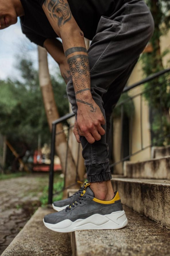 Diadof  Sneakers Ayakkabı 606 Gri Sarı - 7