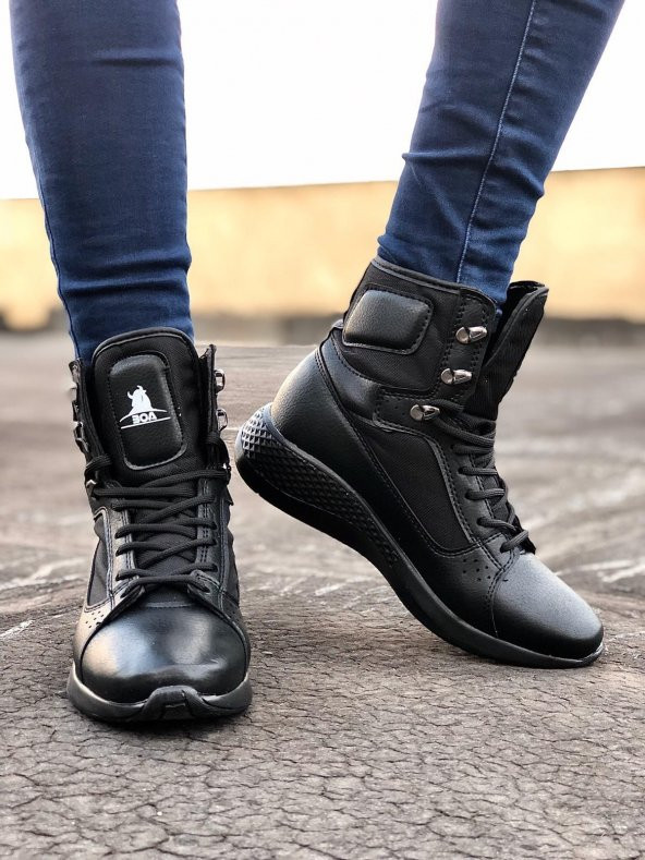 Diadof BA0600 Bağcıklı Siyah Boksör Unisex Spor Postal Bot