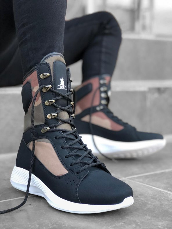 Diadof BA0600 Bağcıklı Siyah Kamuflaj Boksör Unisex Spor Postal Bot - 3