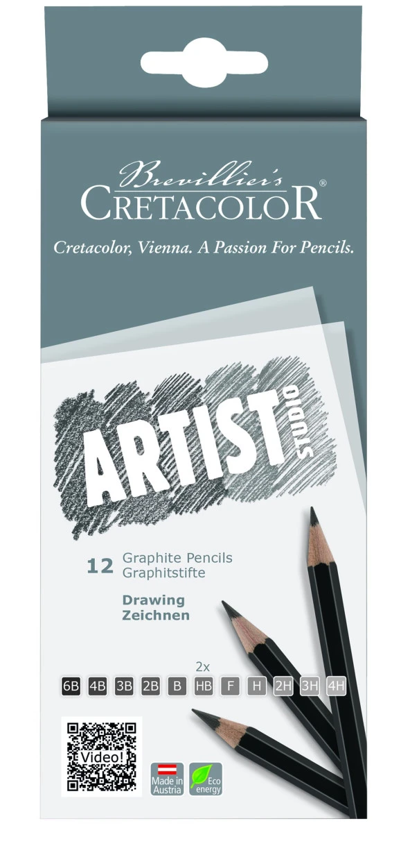 Cretacolor Artist Studio Graphite Drawing Pencils - Karton Kutu, 12 Pcs.(Dereceli Kalem Seti)