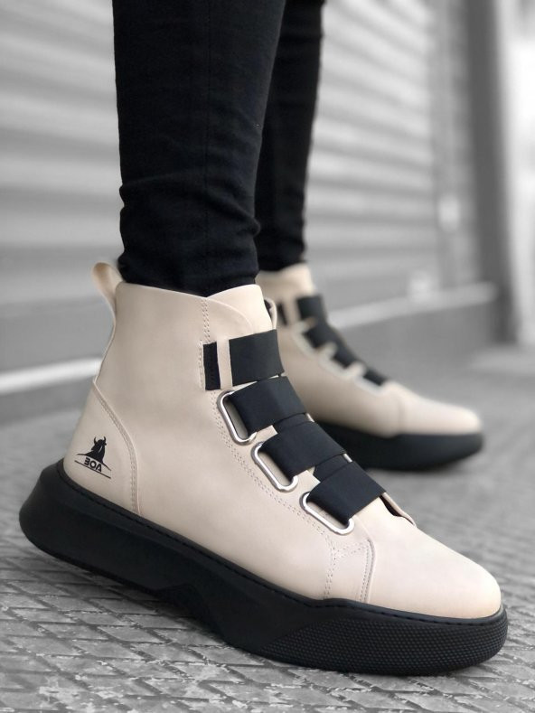 Diadof BA0142 Bantlı Erkek Yüksek Taban Krem Spor Bot - 4