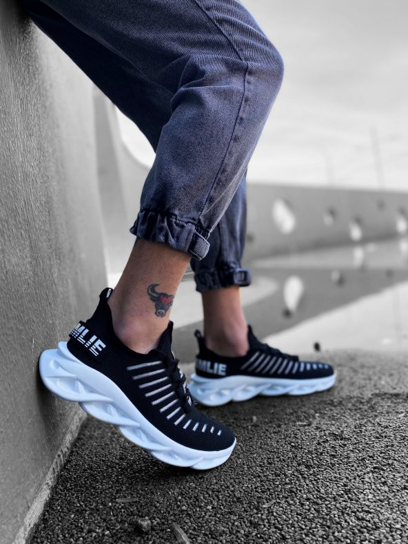 Diadof BA0602 Phantom Yüksek Taban Tarz Sneakers Siyah Beyaz Erkek Spor Ayakkabısı