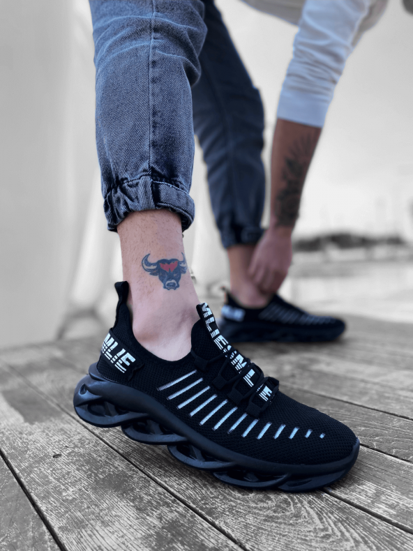 Diadof BA0602 Phantom Kalın Taban Tarz Sneakers Siyah Erkek Spor Ayakkabısı