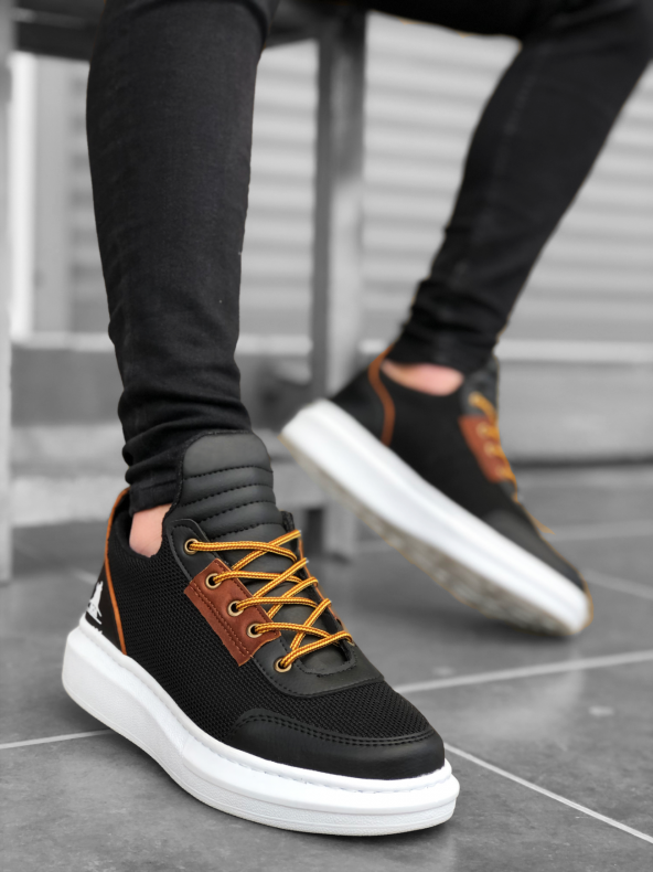 Diadof BA0606 Bağcıklı Rahat Yüksek Taban Siyah Casual Erkek Spor Ayakkabı