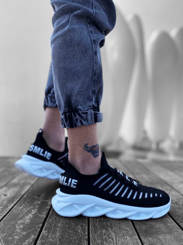 Diadof BA0602 Phantom Yüksek Taban Tarz Sneakers Siyah Beyaz Erkek Spor Ayakkabısı - 6