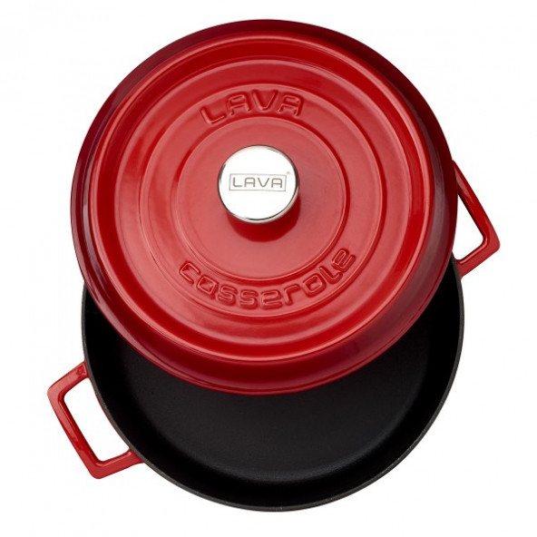 Lava Trendy 24 cm Yayvan Döküm Kırmızı Tencere - 2