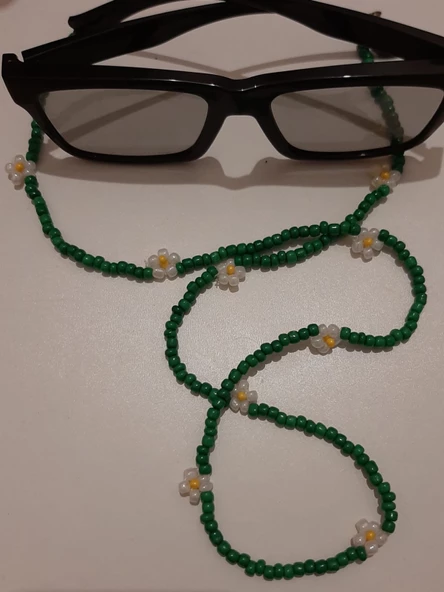 Papatya Aksesuarlı Yeşil kolye