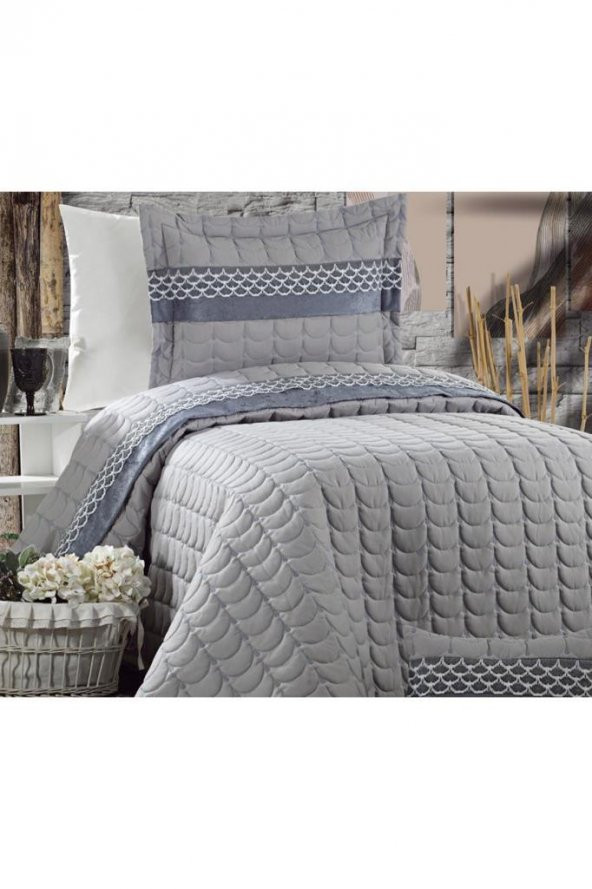 Colors Micro Tek Kişilik Yatak Örtüsü Gri - Resim 4