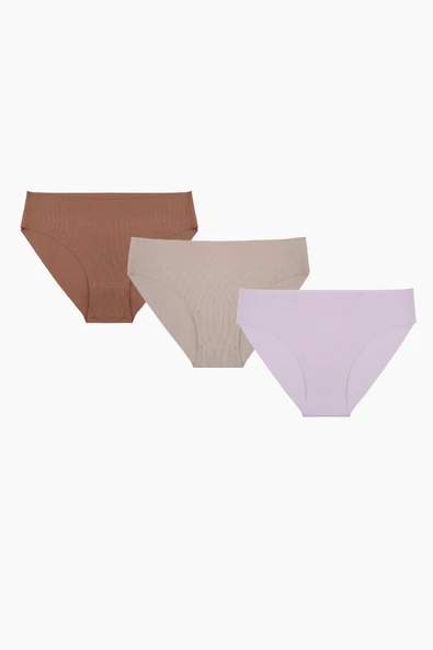 Gül Kurusu Açık Kahve Koyu Kahve 3lü Lazer Kesim İz Yapmaz Basic Külot ürün görseli 1