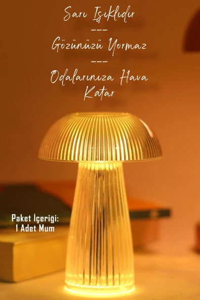 Led Mum Kristal Tip Mum Dekor Işığı Şeffaf Pil Dahil Dumansız Alev Ledli Yapay Dekoratif PT429 - 3