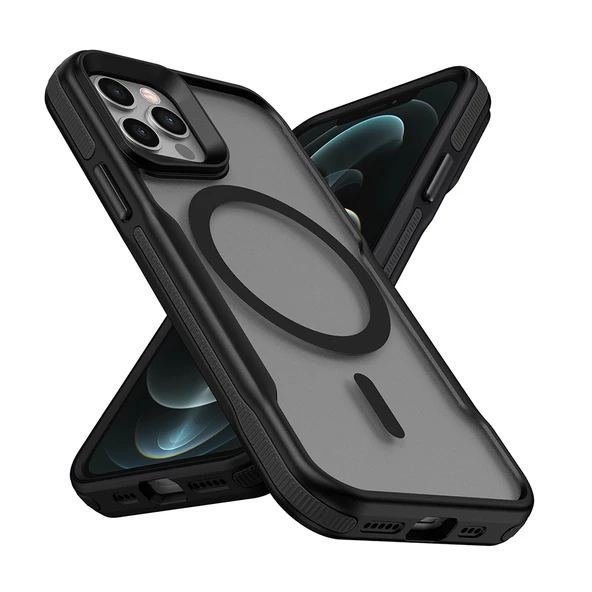 Apple iPhone 11 Pro Max için Magsafe ile uyumlu Kılıf Şarj Özellikli Renkli Airbag Şeritli Lamer Kapak