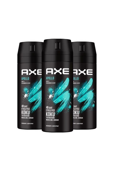 Axe Erkek Sprey Deodorant Apollo 48 Saat Etkileyici Koku 150 ml x3 - 2