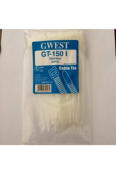 Gwest Kablo Bağı Plastik Cırt Kelepçe 150x3,6 100 Adet