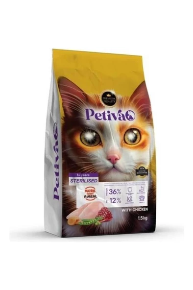 Petiva Kısırlaştırılmış Tavuklu Yetişkin Kedi Maması 1,5 Kg