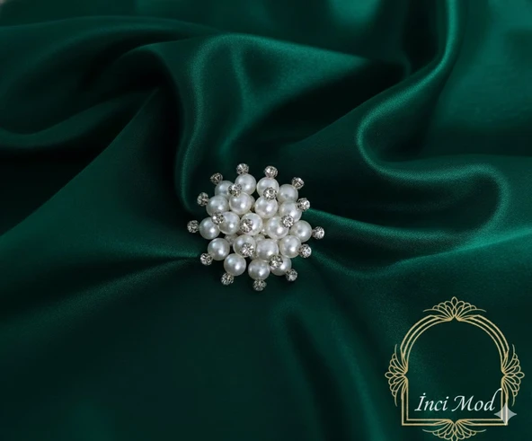 İncili Taşlı Broş El Yapımı ürün görseli 1