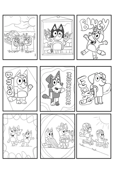 4'lü Bluey Karakterleri Mickey Mouse Barbie Min boyama kitabı seti(boyama, sticker, arka kapak maske) - 5