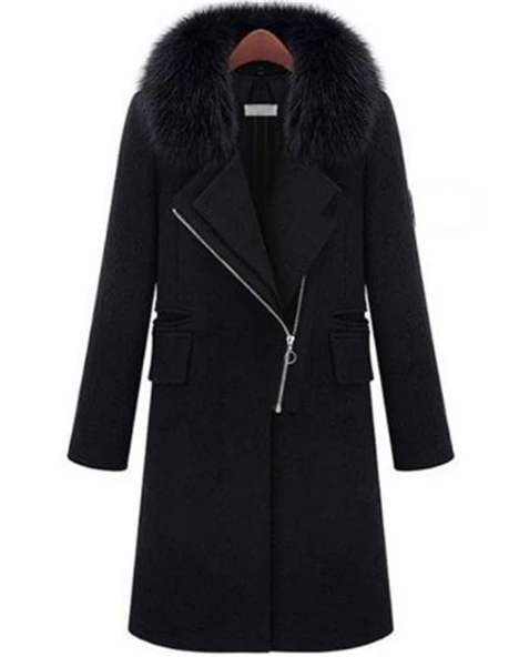 Kışlık Kürklü Kaşmir Kaşe Kadın Kaban