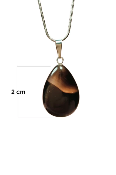 Onix Kuvars Doğal Taşı Zincirli El Yapımı Kolye Uç: 2 cm Zincir: 20 cm Kutulu - 2