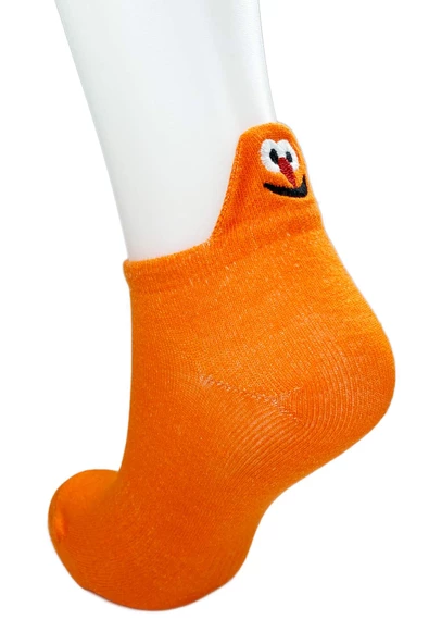 6 Çift Emoji Desen Nakış Baskılı Kadın Pamuklu Bilek Çorap - 7