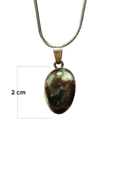 Turmalin Doğal Taşı Zincirli El Yapımı Kolye Uç: 2 cm Zincir: 20 cm Kutulu - 2