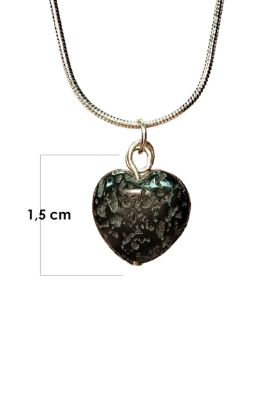 Lav Taşı Doğal Taşı Zincirli El Yapımı Kolye Uç: 1,5 cm Zincir: 20 cm Kutulu - 2