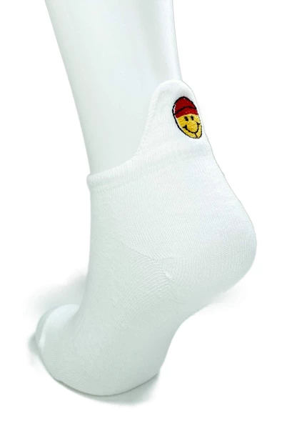 6 Çift Emoji Desen Nakış Baskılı Kadın Pamuklu Bilek Çorap - 3