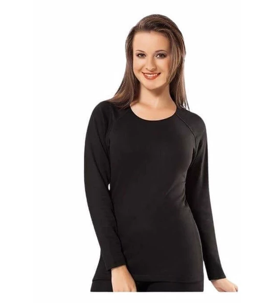 Kota Kadın Kışlık Termal Sıcak Tutan Tayt ve Fanila Takım 2'li Set Siyah - Resim 2